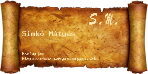 Simkó Mátyás névjegykártya